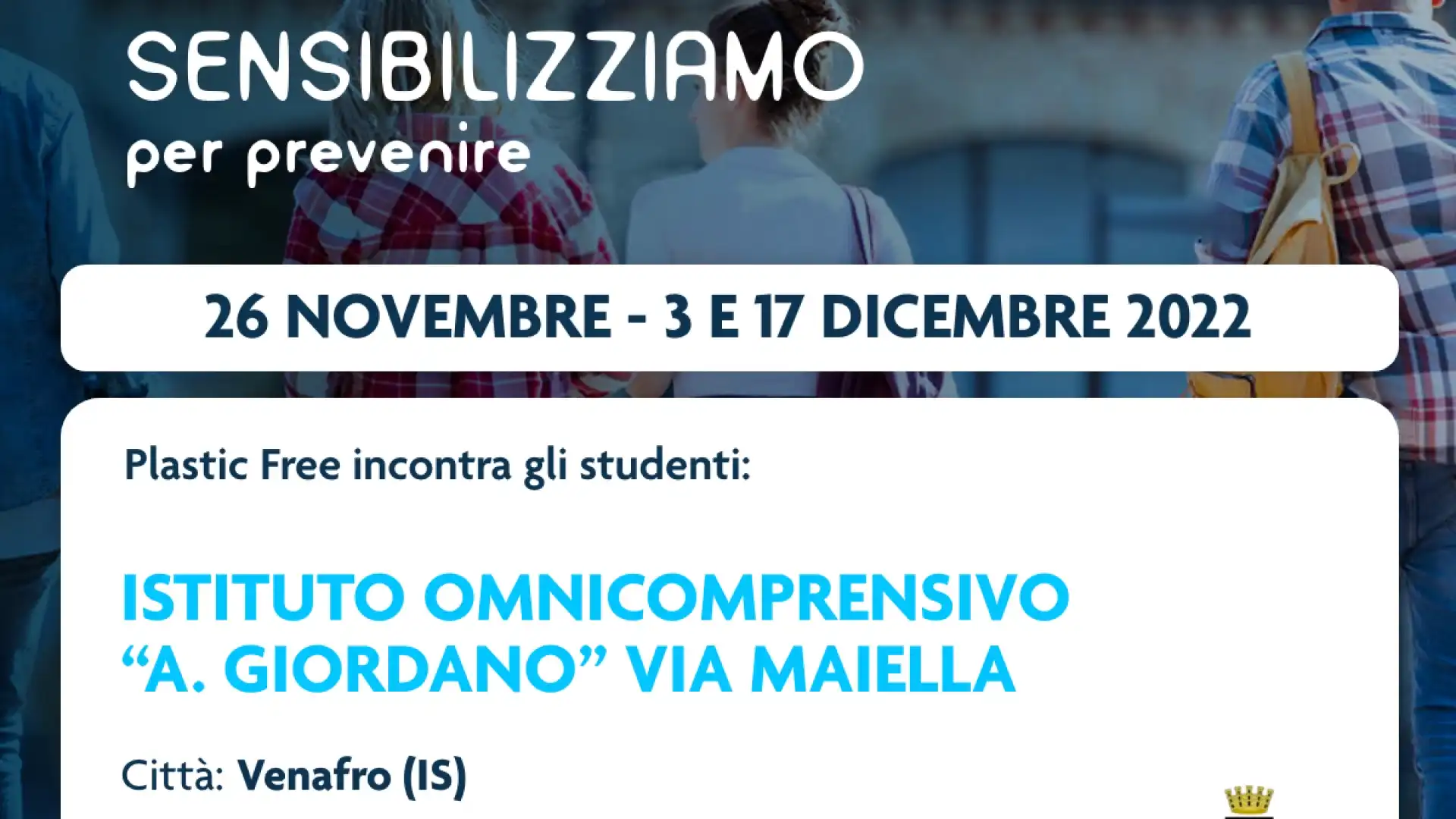 Venafro: l’associazione Plastic Free nelle scuole della città per sensibilizzare gli studenti sulle tematiche ambientali. Sabato nuovo evento al Giordano.